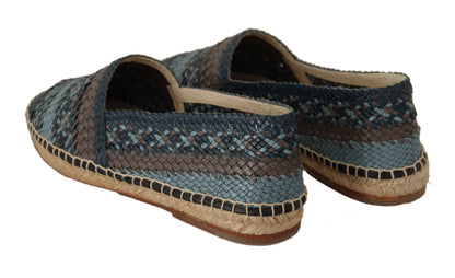 Espadrilles plates bleues et grises à motif buffle de Dolce & Gabbana