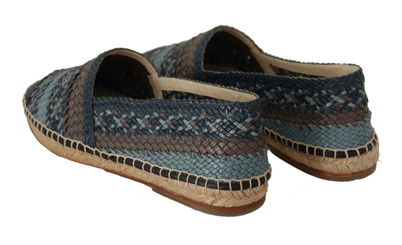 Espadrilles plates bleues et grises à motif buffle de Dolce &amp; Gabbana