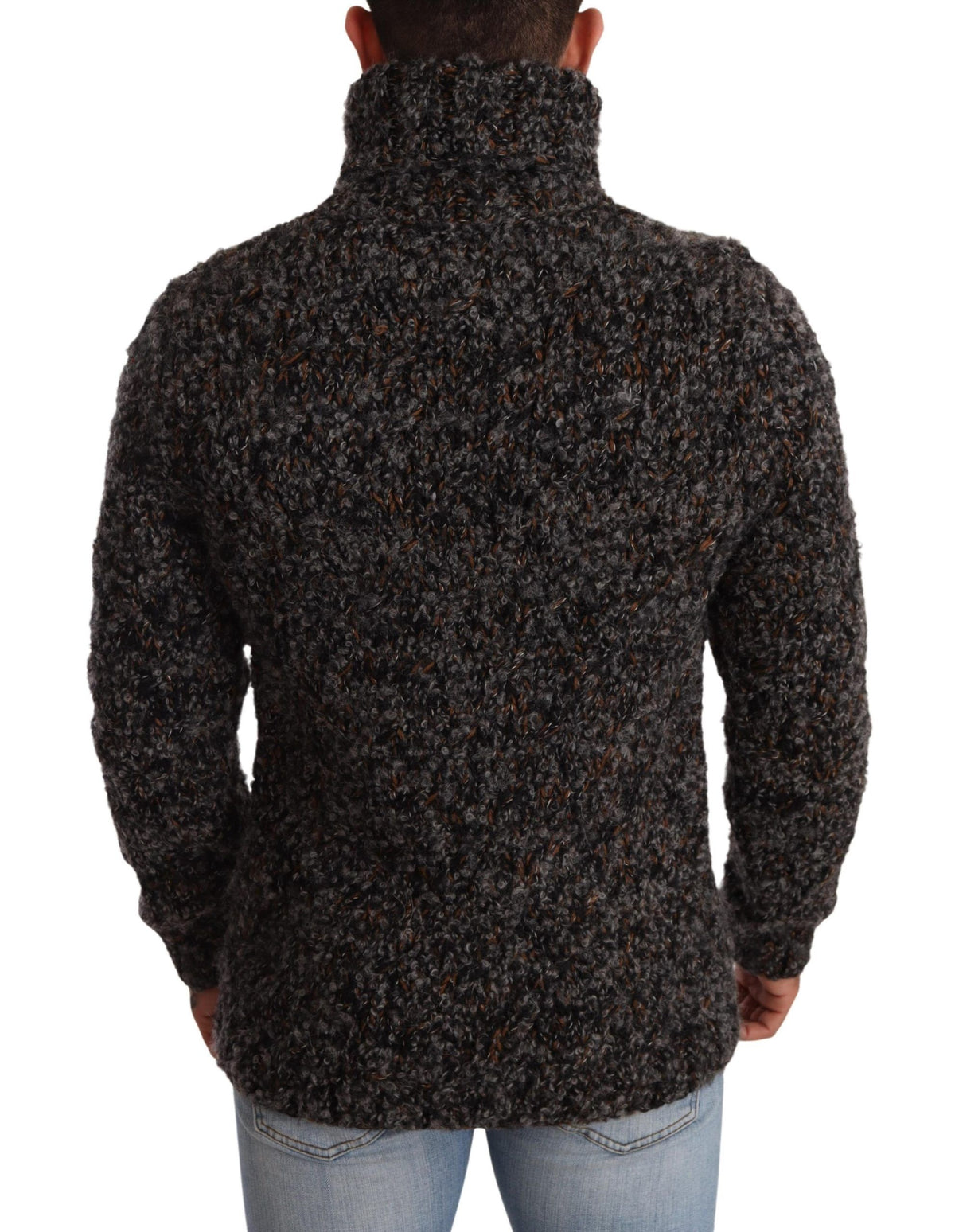 Pull col montant en laine mélangée grise de Dolce &amp; Gabbana