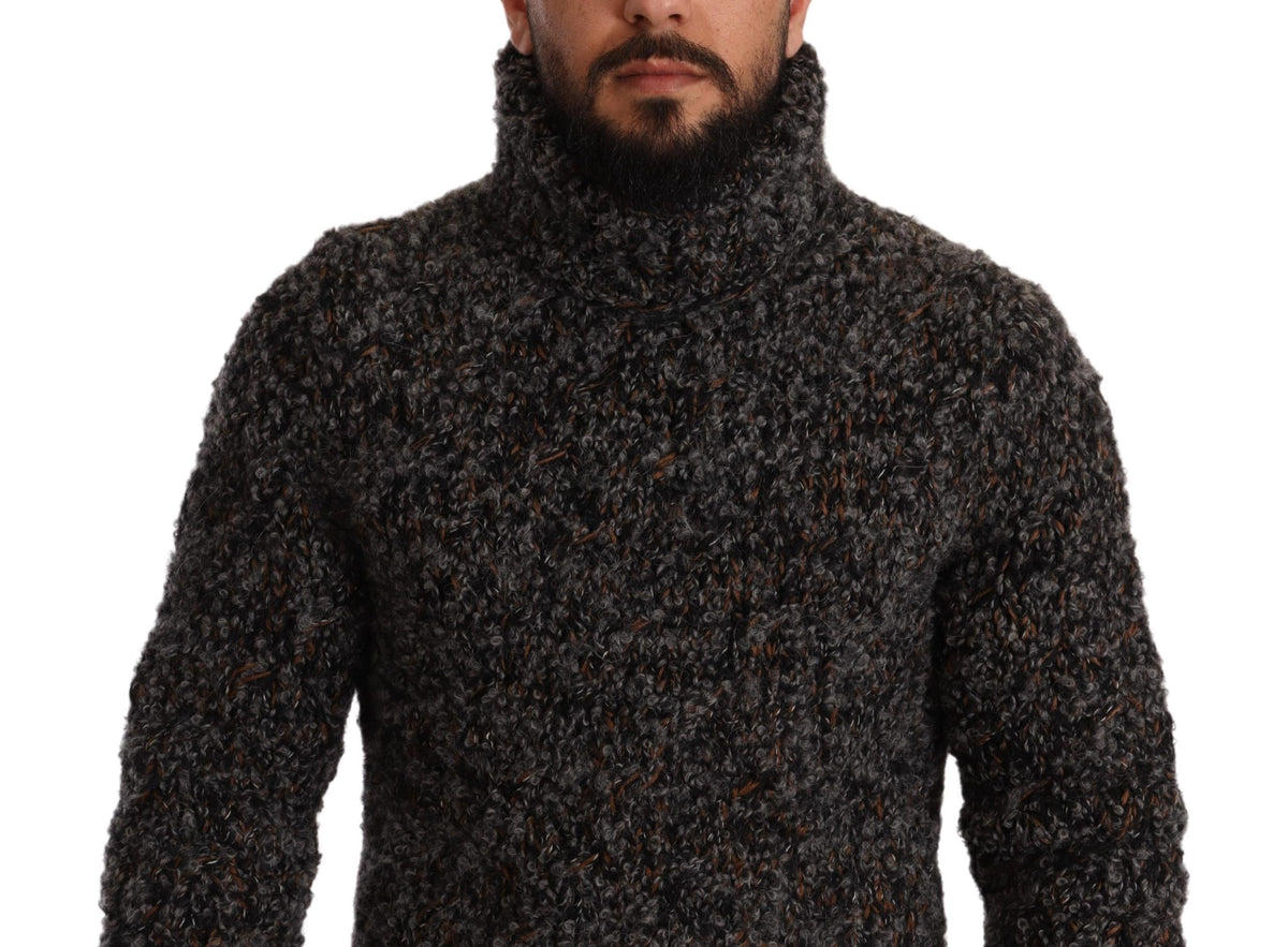 Pull col montant en laine mélangée grise de Dolce &amp; Gabbana