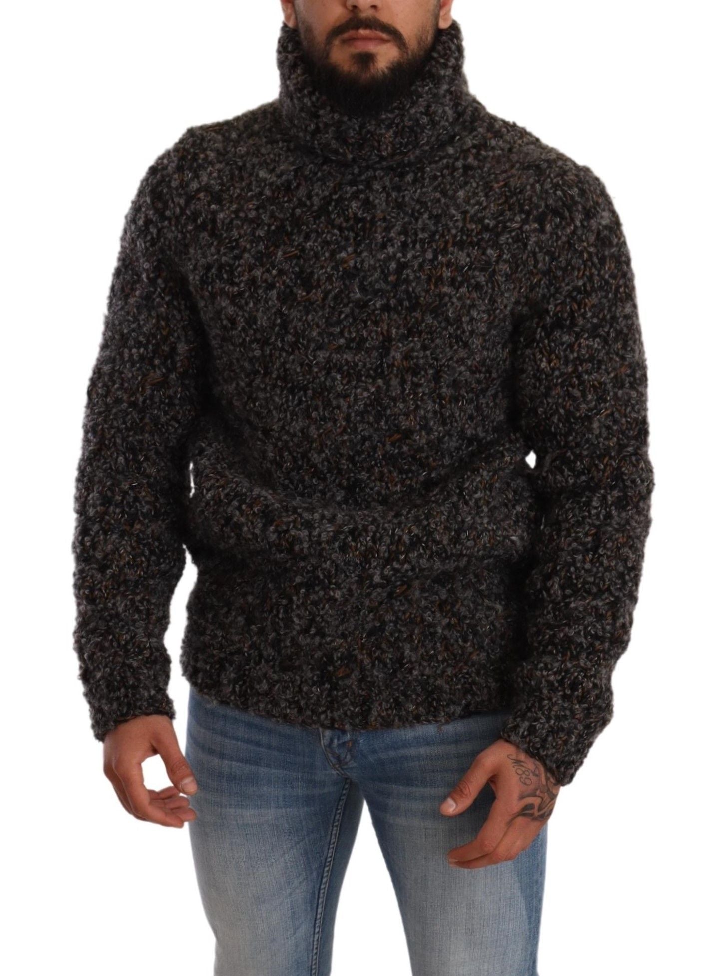 Pull col montant en laine mélangée grise de Dolce & Gabbana