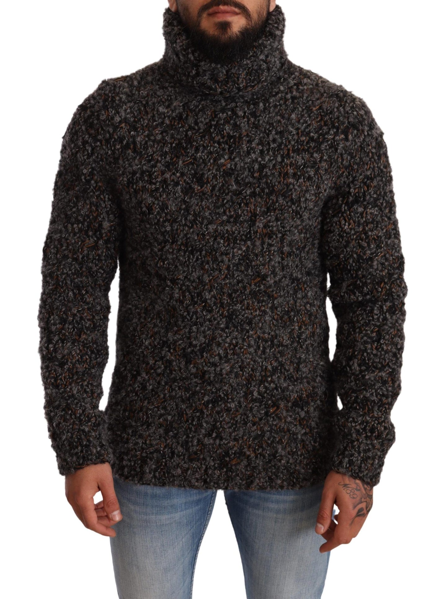 Pull col montant en laine mélangée grise de Dolce & Gabbana