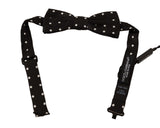 Nœud papillon ajustable en soie à pois noirs et blancs Dolce &amp; Gabbana