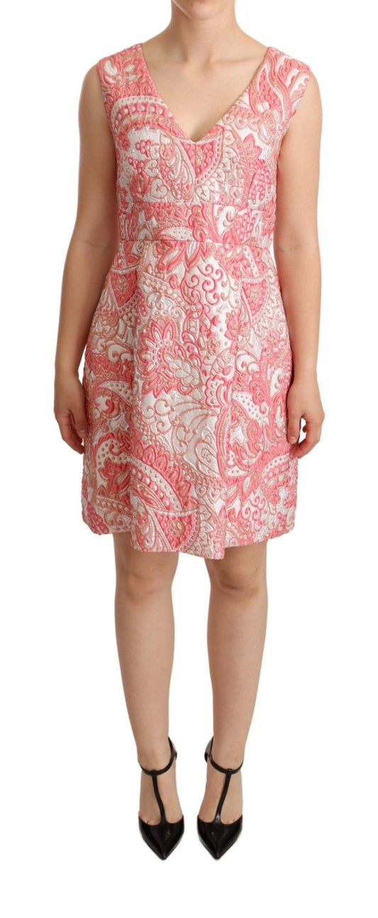 Robe-tailleur plissée en jacquard floral rose de Dolce & Gabbana