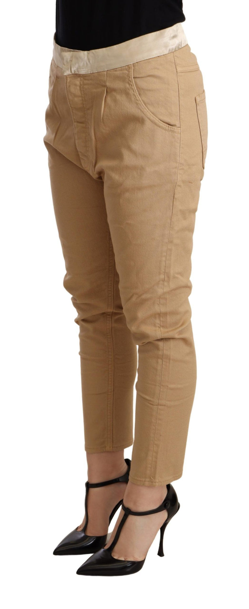 Pantalon skinny extensible, taille mi-hauteur, couleur beige, coupe ajustée, de la marque CYCLE.