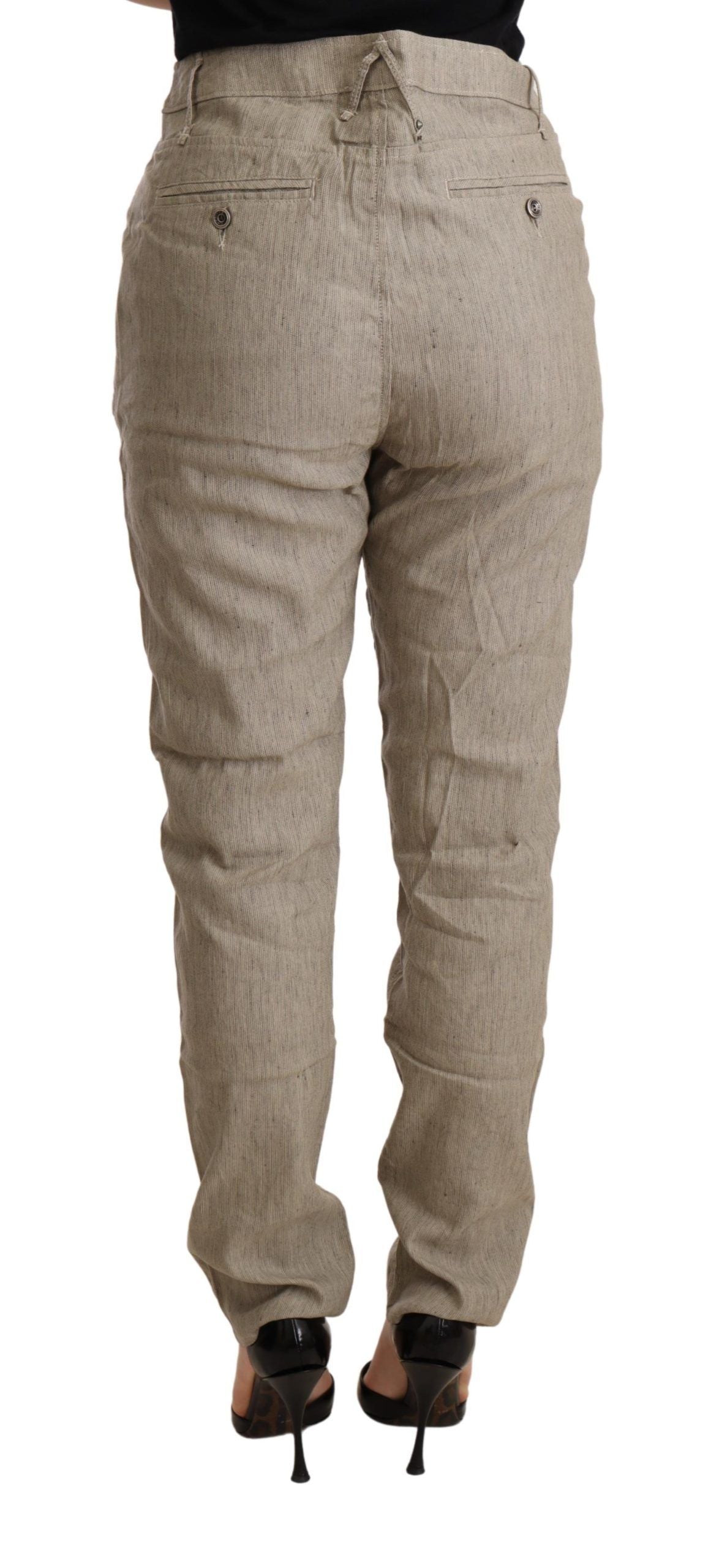 CYCLE Pantalon ample extensible beige taille mi-hauteur décontracté