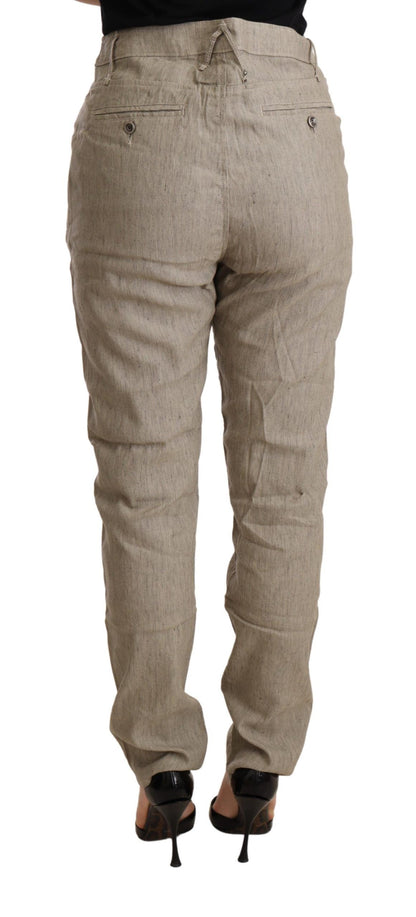 CYCLE Beige, middelhoge taille, casual, wijde, rekbare broek
