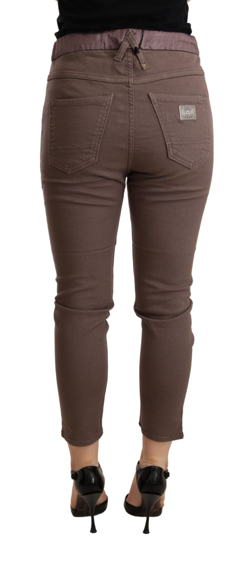 Pantalon skinny stretch taille mi-hauteur et longueur mi-mollet marron de CYCLE
