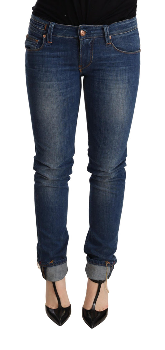 Pantalon en jean skinny taille basse, bleu clair, effet lavé, Acht.