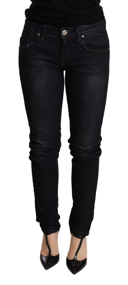 Pantalon en jean skinny taille basse, bleu clair, effet lavé, Acht.