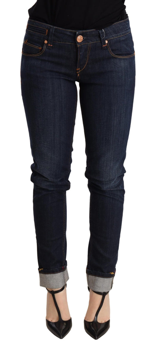 Pantalon en jean skinny taille basse, bleu clair, effet lavé, Acht.