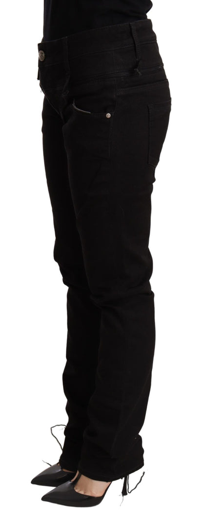 Pantalon en jean skinny noir taille basse Acht