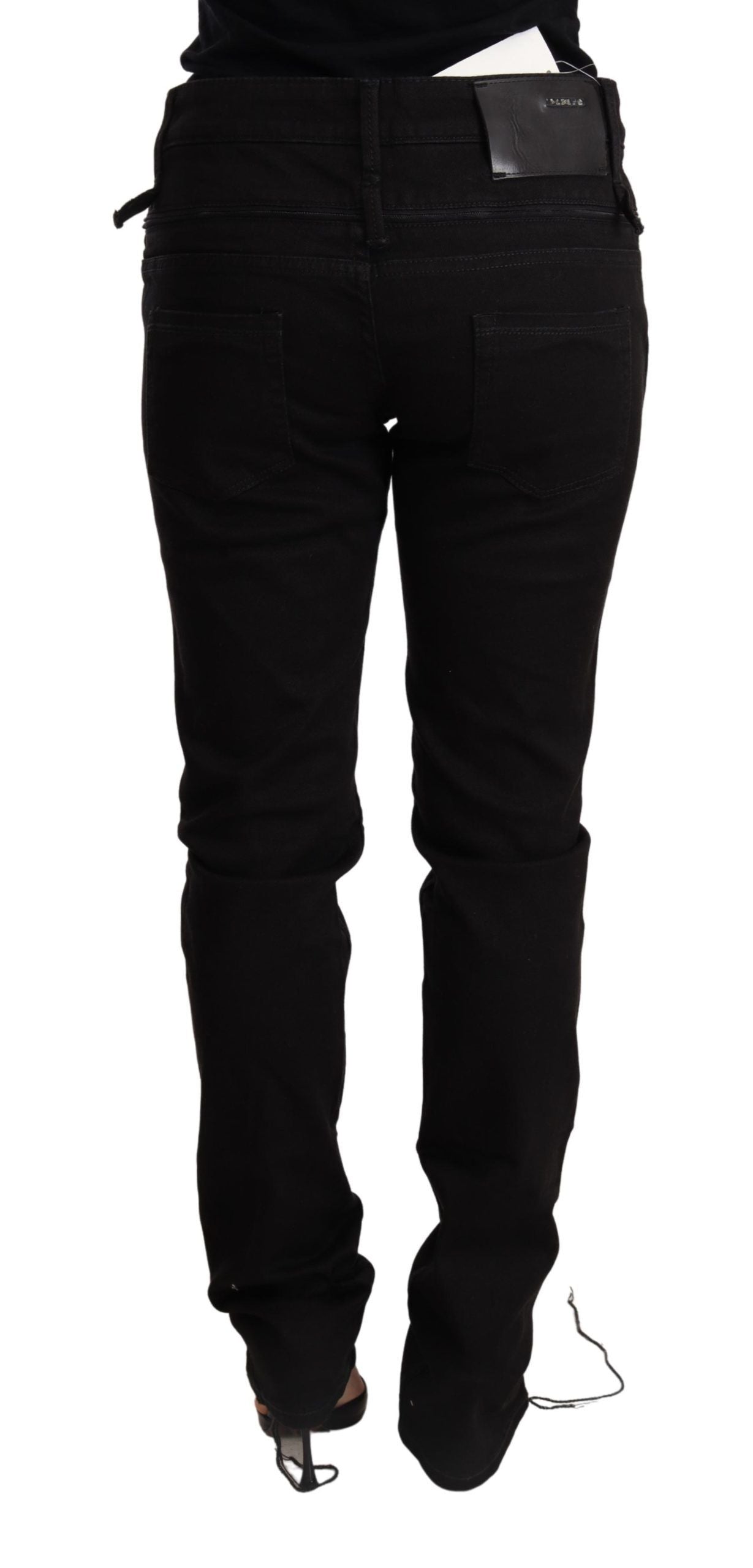 Pantalon en jean skinny noir taille basse Acht