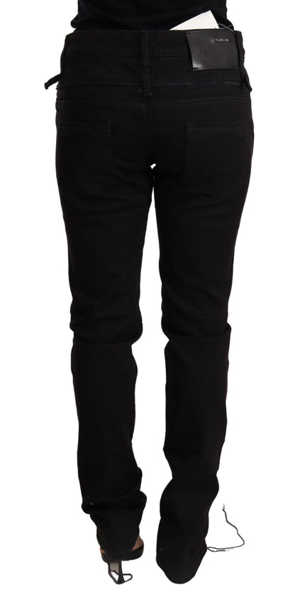 Pantalon en jean skinny noir taille basse Acht