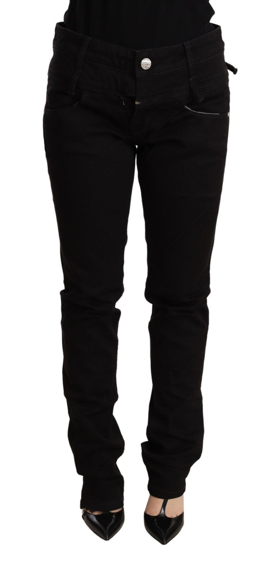 Pantalon en jean skinny noir taille basse Acht