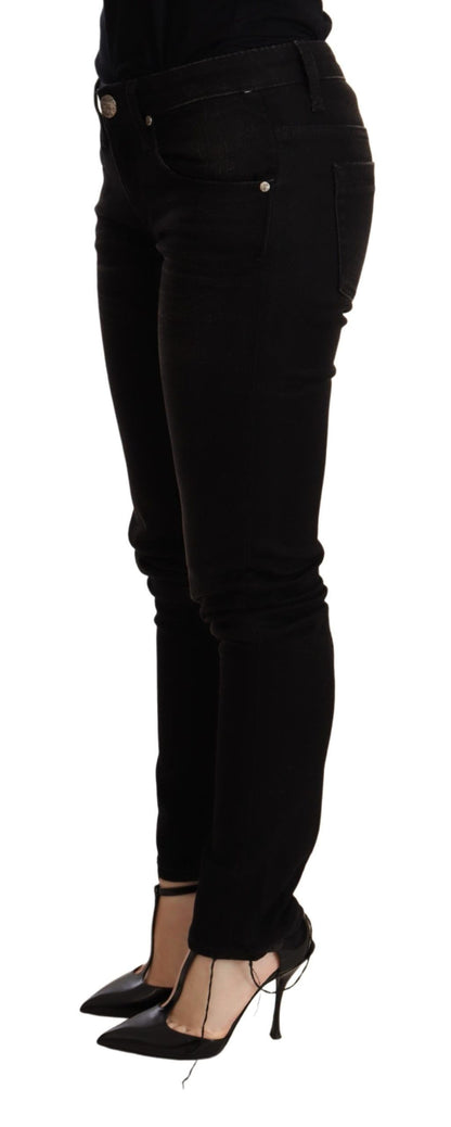Pantalon en jean skinny noir taille basse Acht