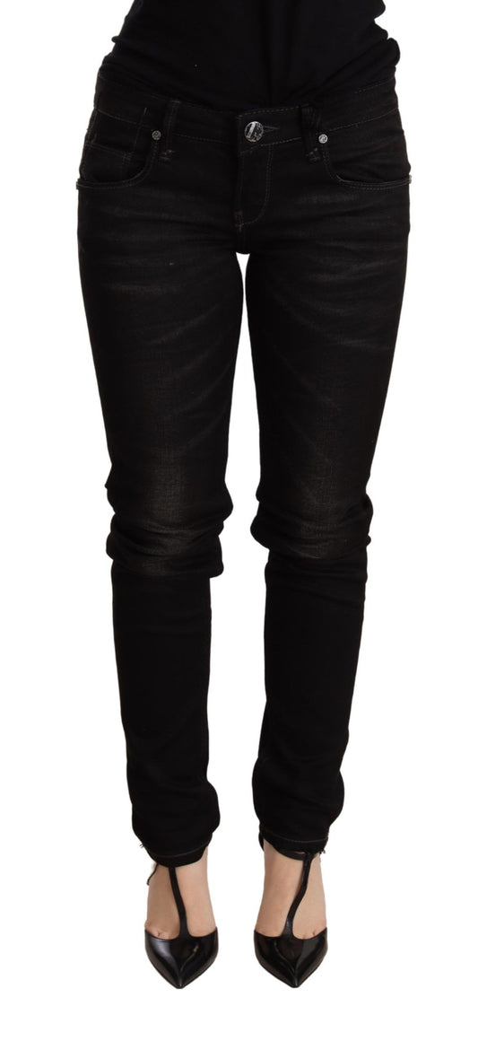 Pantalon en jean skinny noir taille basse Acht