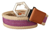 Ceinture GF Ferre en cuir multicolore avec boucle à logo hexagonal argenté