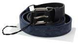 Ceinture en cuir noir bleu avec logo argenté Costume National