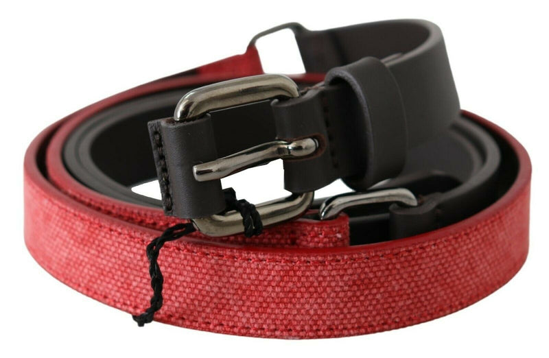 Ceinture à boucle en cuir marron rouge avec logo argenté pour costume national