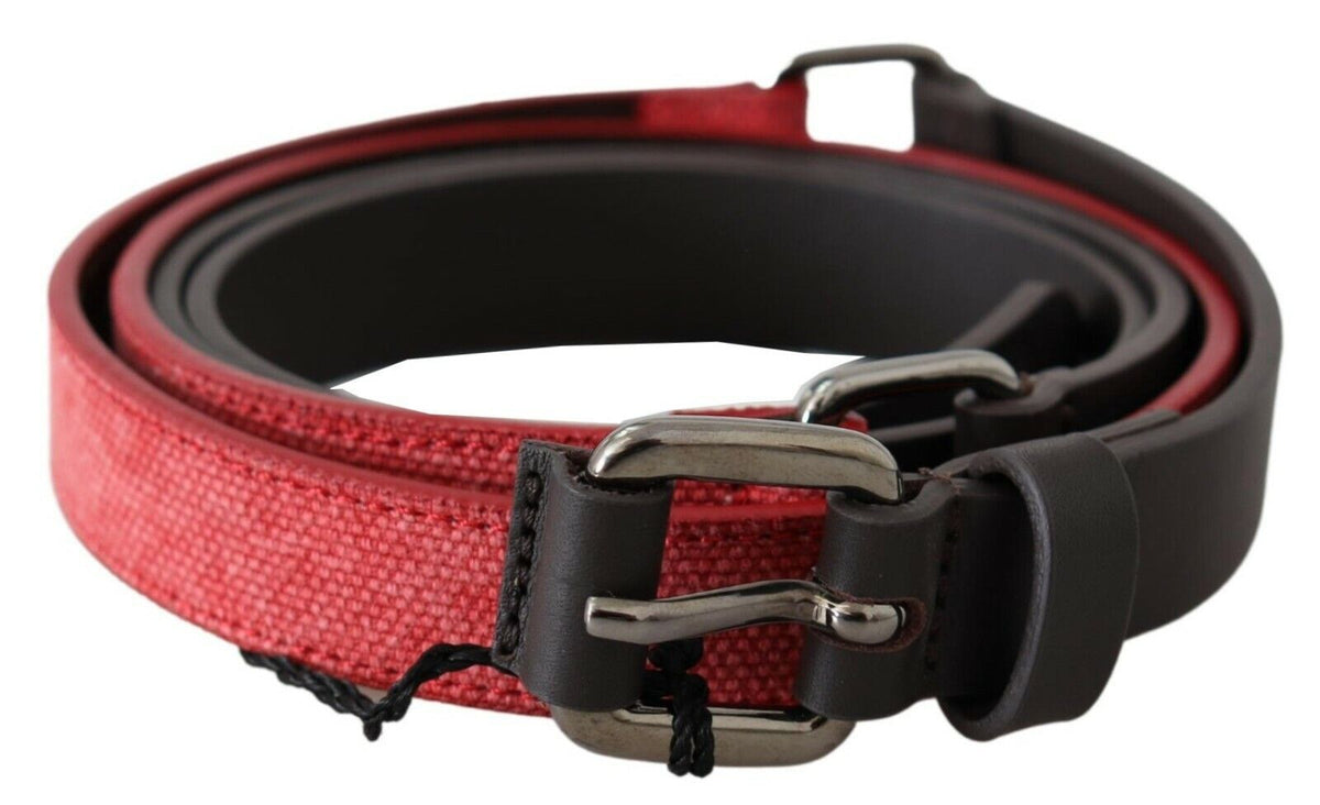 Ceinture à boucle en cuir marron rouge avec logo argenté pour costume national