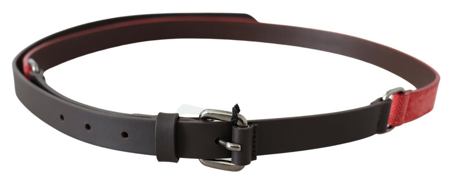 Ceinture à boucle en cuir marron rouge avec logo argenté pour costume national