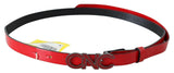 Ceinture réversible en cuir avec boucle et logo Costume National rouge et noir