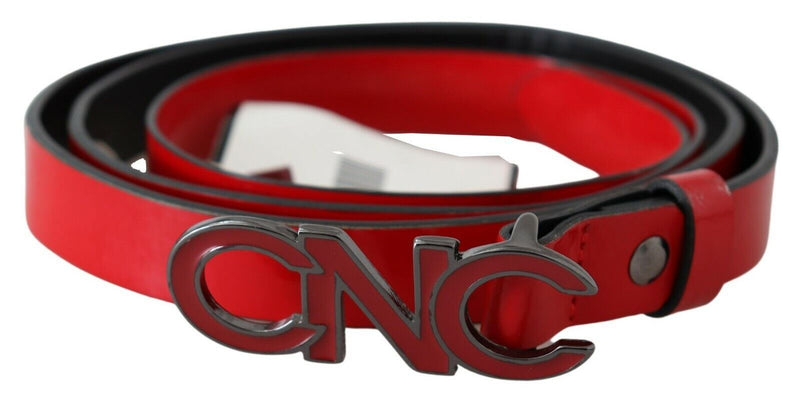 Ceinture réversible en cuir avec boucle et logo Costume National rouge et noir