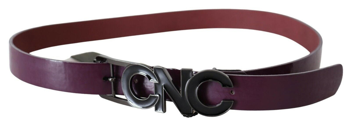 Ceinture en cuir marron avec boucle à grand logo et lettre Costume National