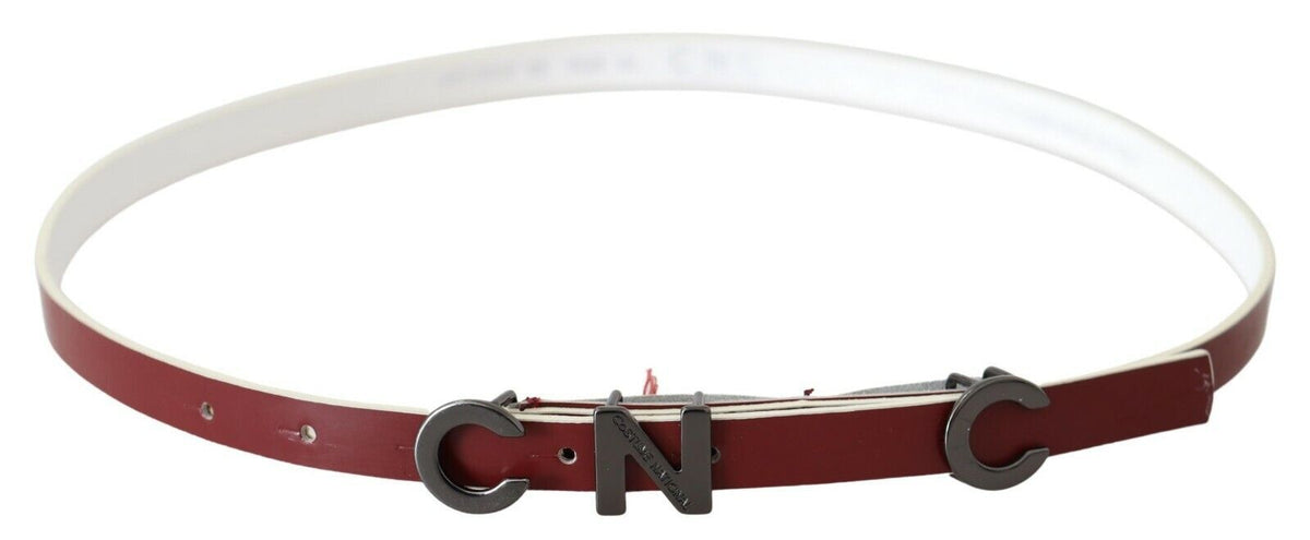 Costume National Marron Cuir Logo Skinny Fashion
