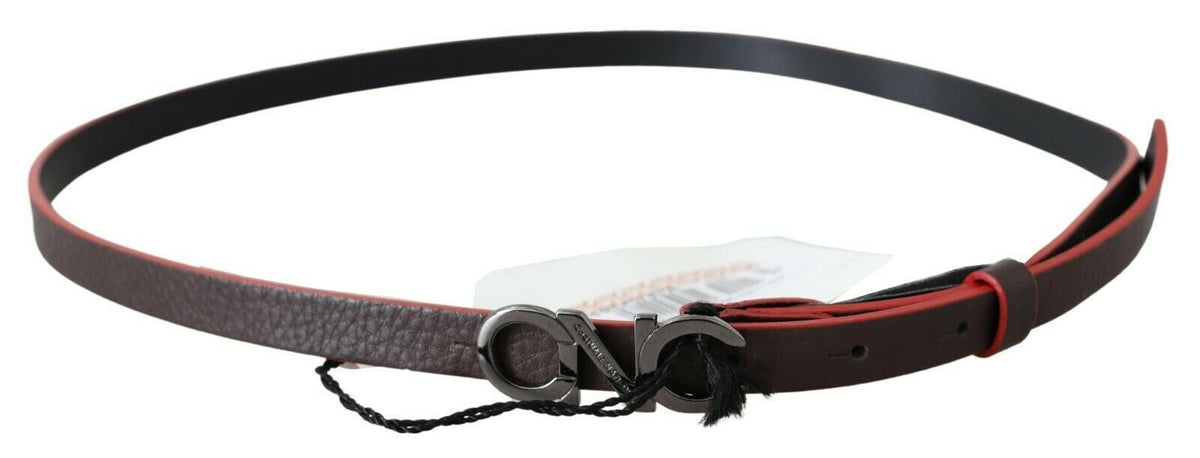 Ceinture fine en cuir marron noir avec boucle de ceinture Costume National
