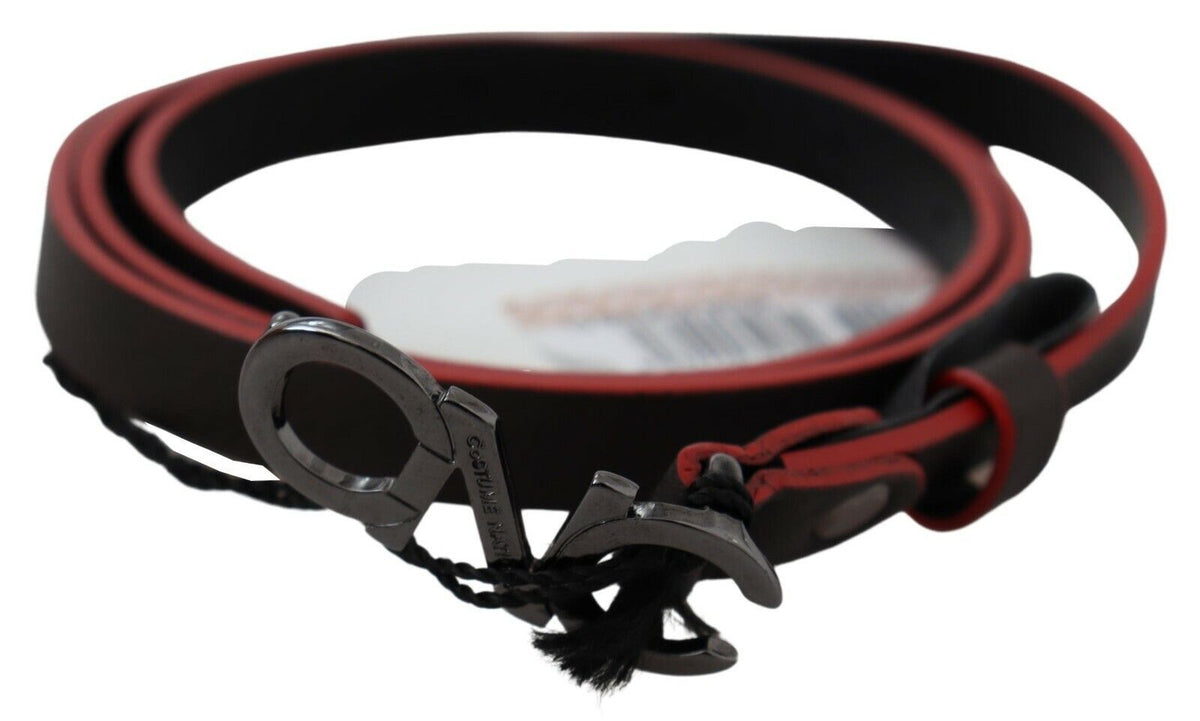 Ceinture fine en cuir marron noir avec boucle de ceinture Costume National