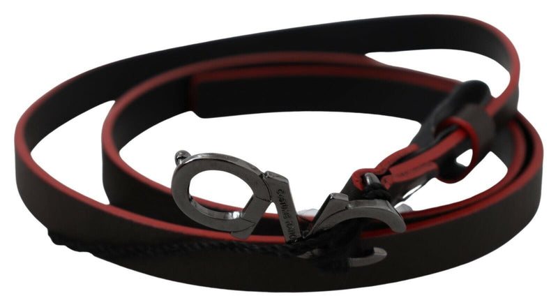 Ceinture fine en cuir marron noir avec boucle de ceinture Costume National