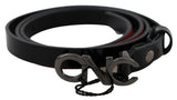 Ceinture en cuir noir avec boucle et logo Costume National