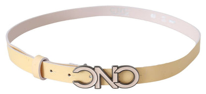 Ceinture en cuir beige avec logo rose et lettres Costume National