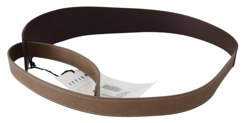 Ceinture large en cuir véritable marron avec logo GF Ferre