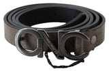 Ceinture à boucle en cuir marron foncé avec logo et lettre Costume National