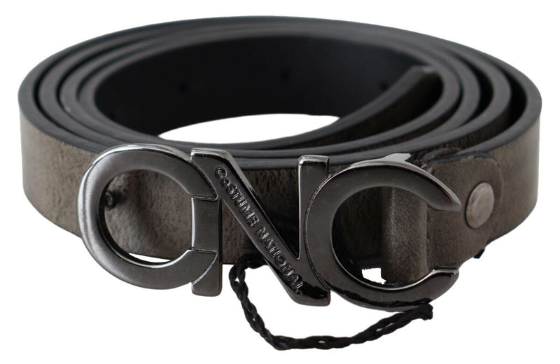 Ceinture à boucle en cuir marron foncé avec logo et lettre Costume National