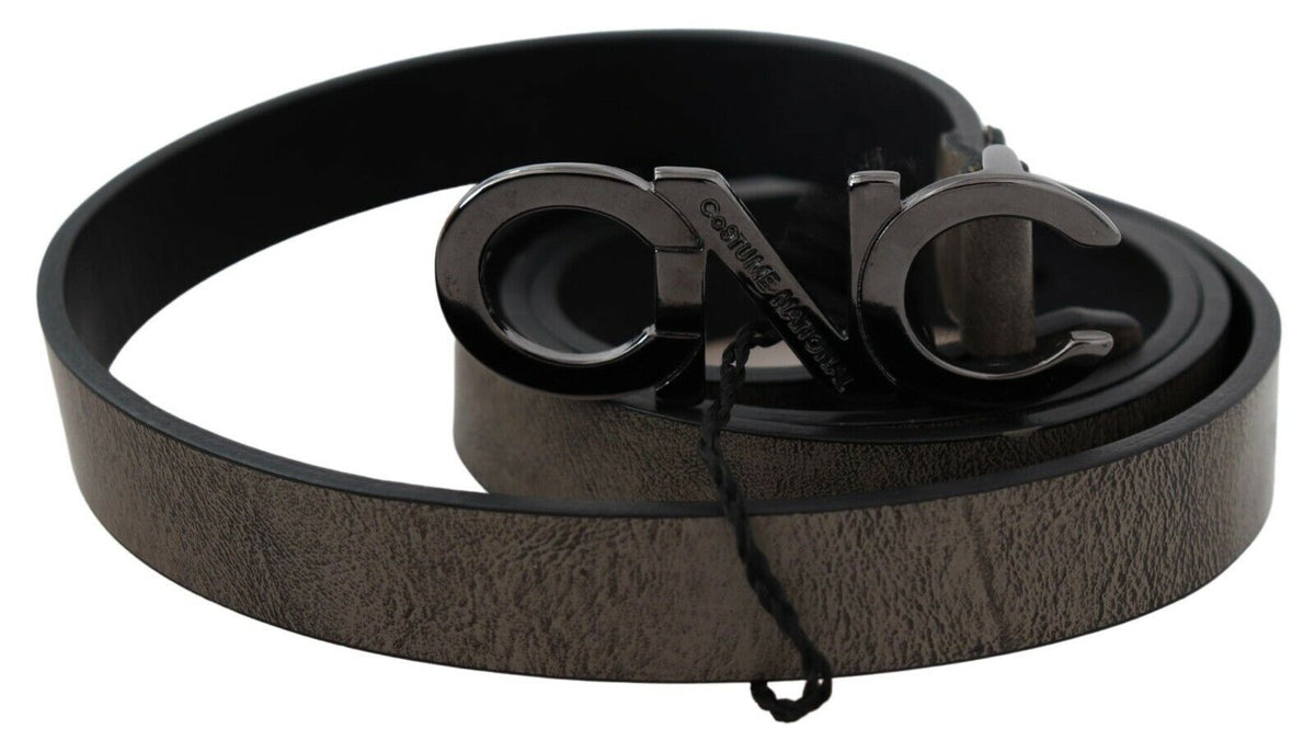 Ceinture à boucle en cuir marron foncé avec logo et lettre Costume National