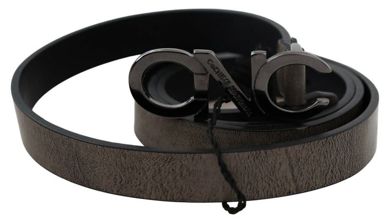 Ceinture à boucle en cuir marron foncé avec logo et lettre Costume National
