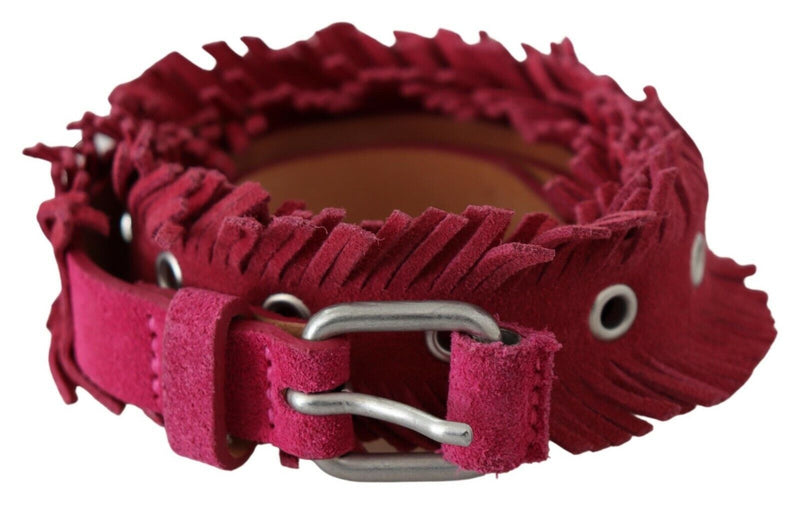 Ermanno Scervino Ceinture en cuir marron à franges et boucle argentée