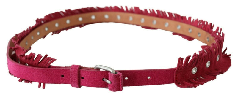 Ermanno Scervino Ceinture en cuir marron à franges et boucle argentée