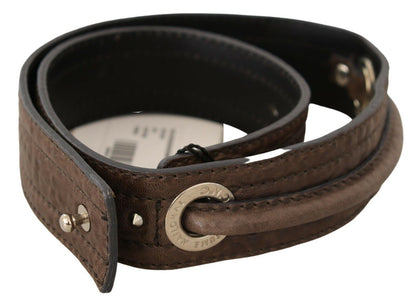 Ceinture en cuir marron avec fermeture argentée pour costume national