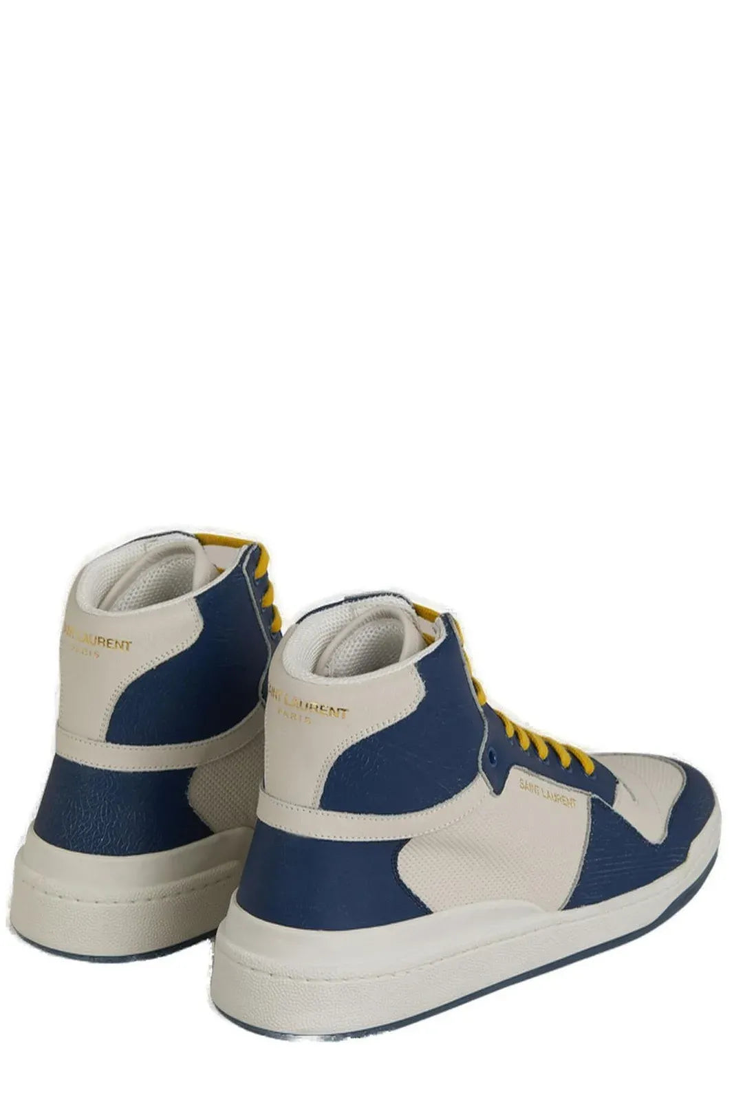 Saint Laurent : rehaussez votre style avec des baskets de luxe bleues mi-hauteur.