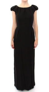 Robe maxi en soie noire à manches courtes Dolce &amp; Gabbana, taille IT.