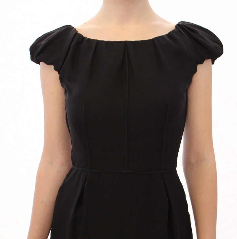 Robe maxi en soie noire à manches courtes Dolce &amp; Gabbana, taille IT.