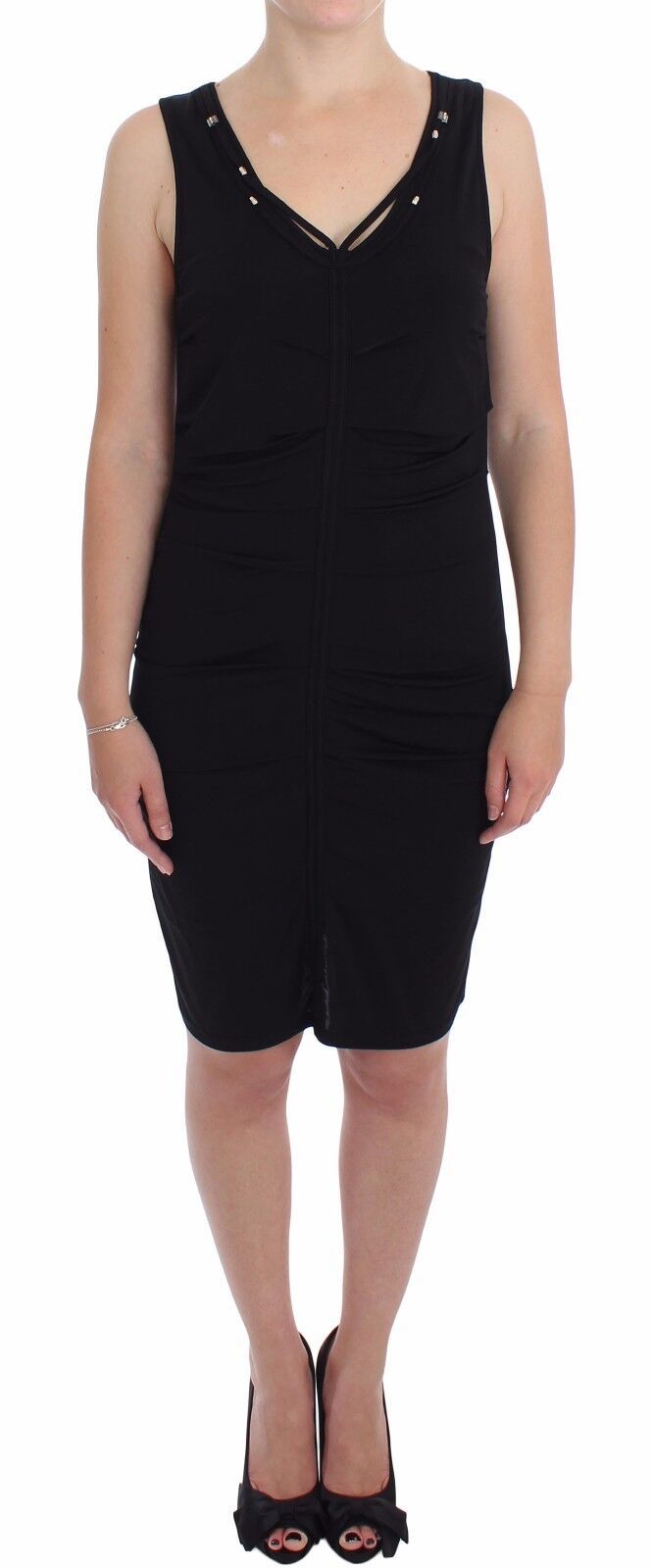 Roccobarocco Robe moulante crayon en jersey noir extensible
