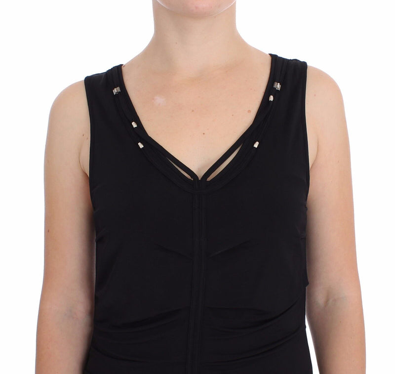 Roccobarocco Robe moulante crayon en jersey noir extensible