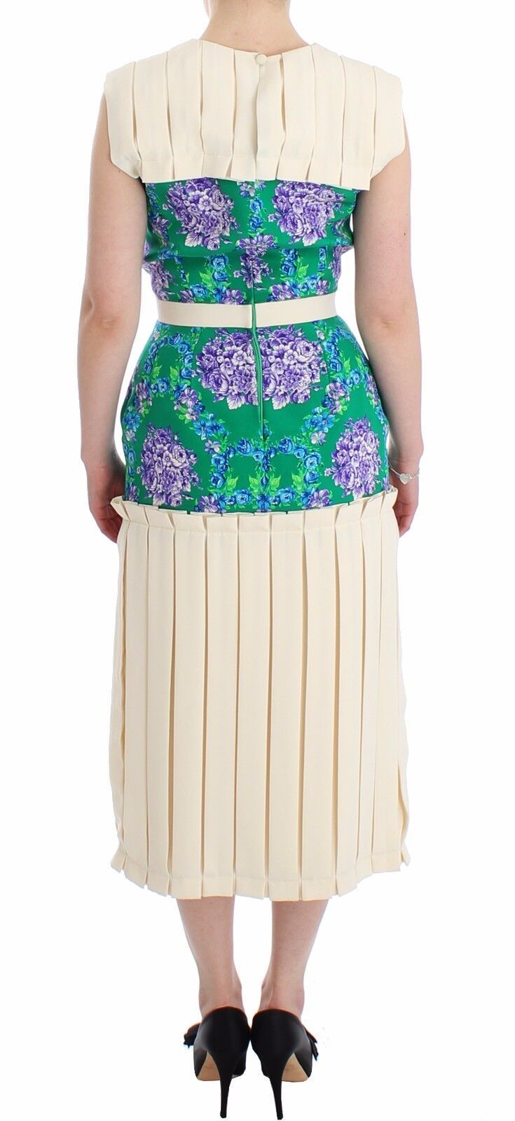 Robe de soirée multicolore à motifs floraux, sans manches, de Caterina Gatta.