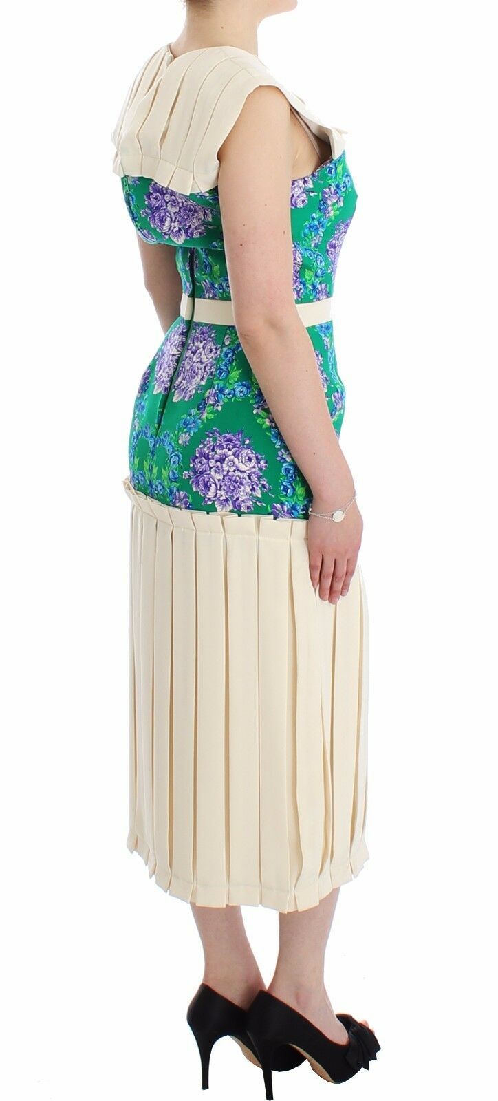 Robe de soirée multicolore à motifs floraux, sans manches, de Caterina Gatta.